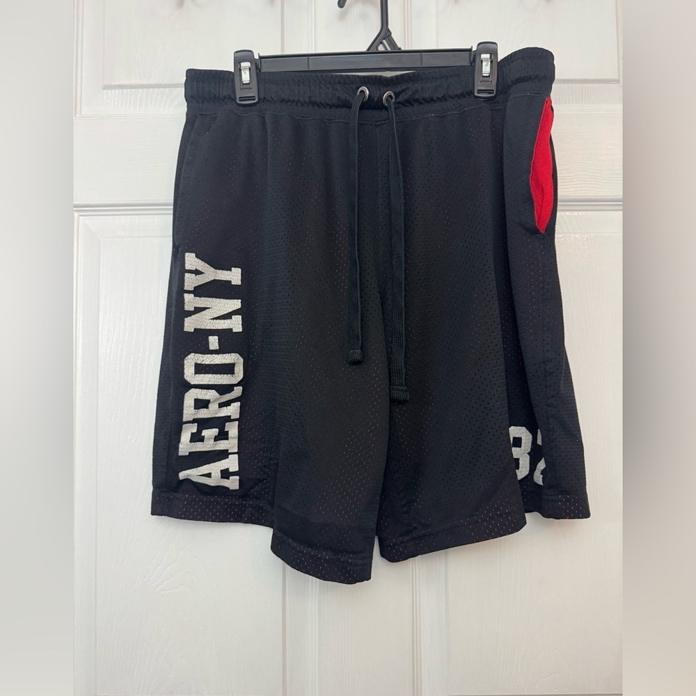Aeropostale Black Athletic Men's Shorts with Red Accent
